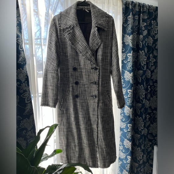 Free People Jackets & Blazers - FREE PEOPLE oversized long trench coat houndstooth jacket